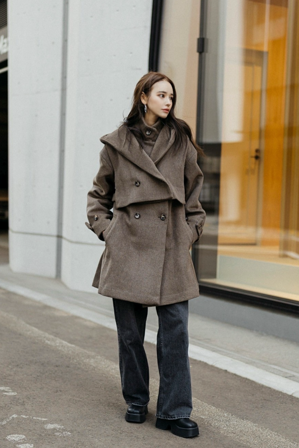 【BROWN】3way wool mix coat
