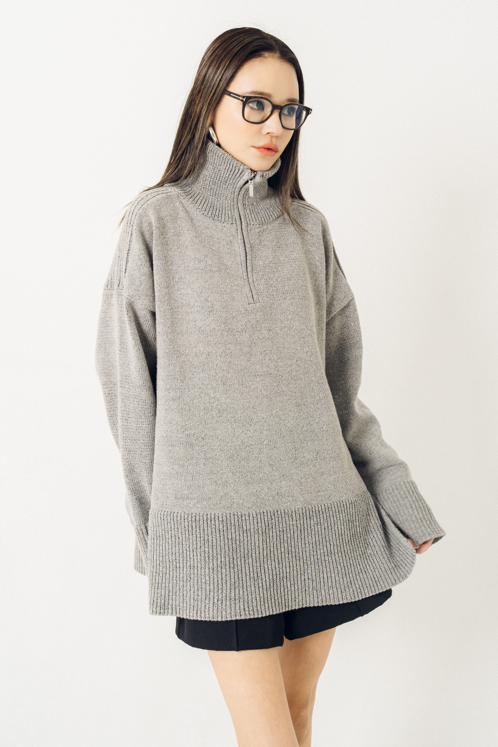 Half zip knit pullover