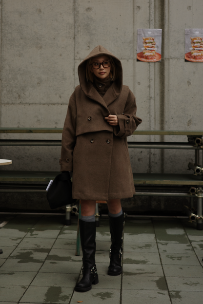 【BROWN】3way wool mix coat