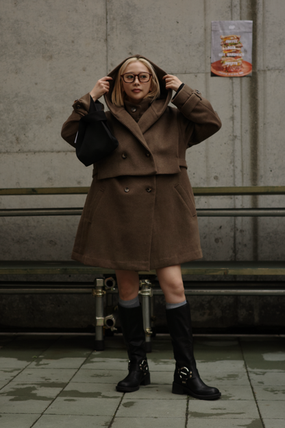 【BROWN】3way wool mix coat