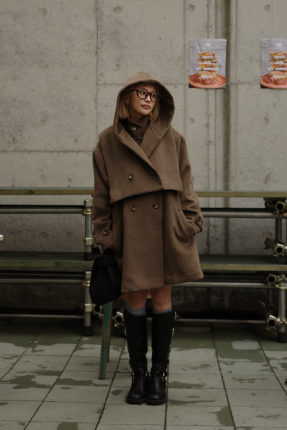 【BROWN】3way wool mix coat