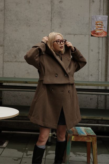 【BROWN】3way wool mix coat