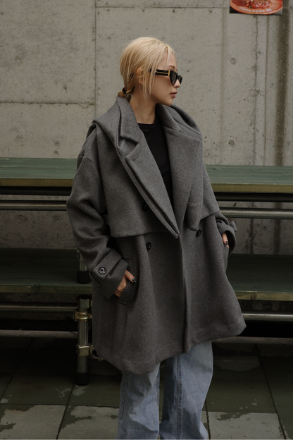 【GRAY】3way wool mix coat