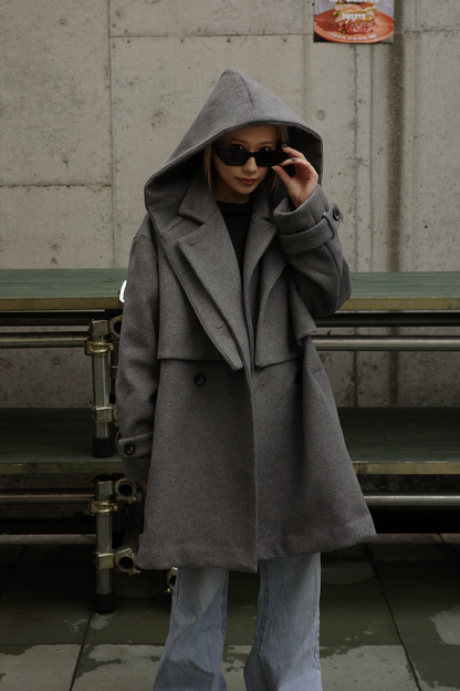 【GRAY】3way wool mix coat