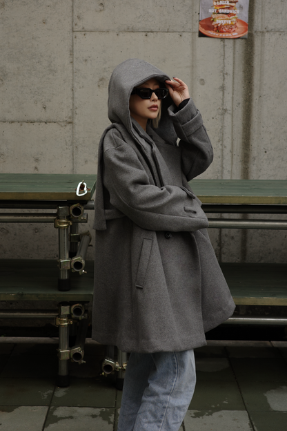 【GRAY】3way wool mix coat