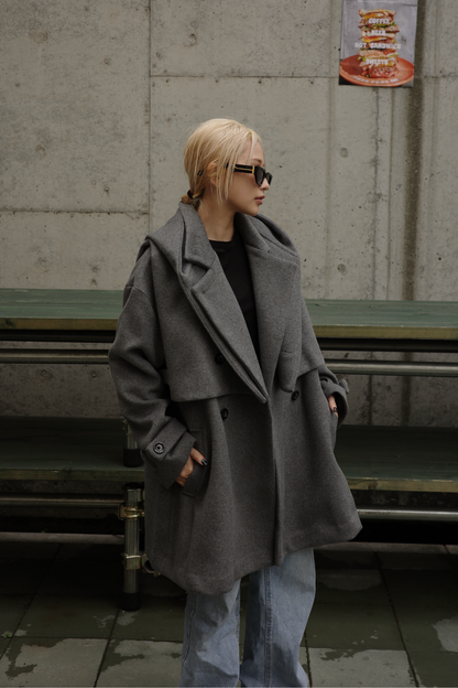 【GRAY】3way wool mix coat