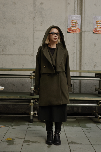 【KHAKI】3way wool mix coat