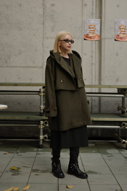 【KHAKI】3way wool mix coat