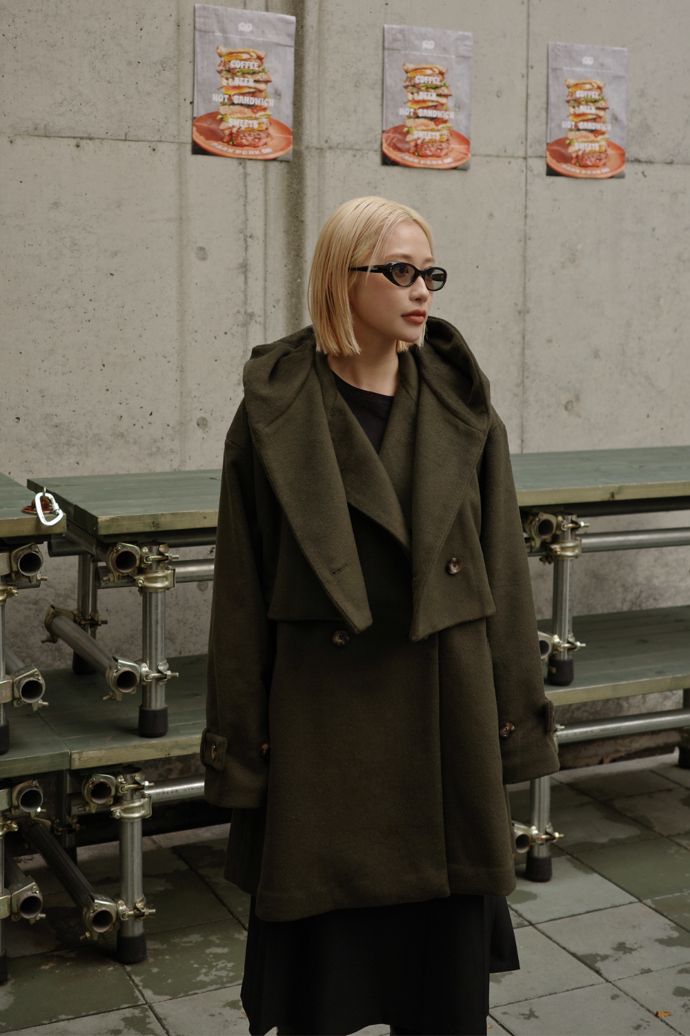 【KHAKI】3way wool mix coat