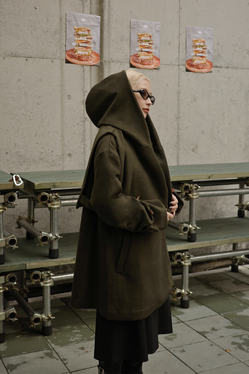 【KHAKI】3way wool mix coat